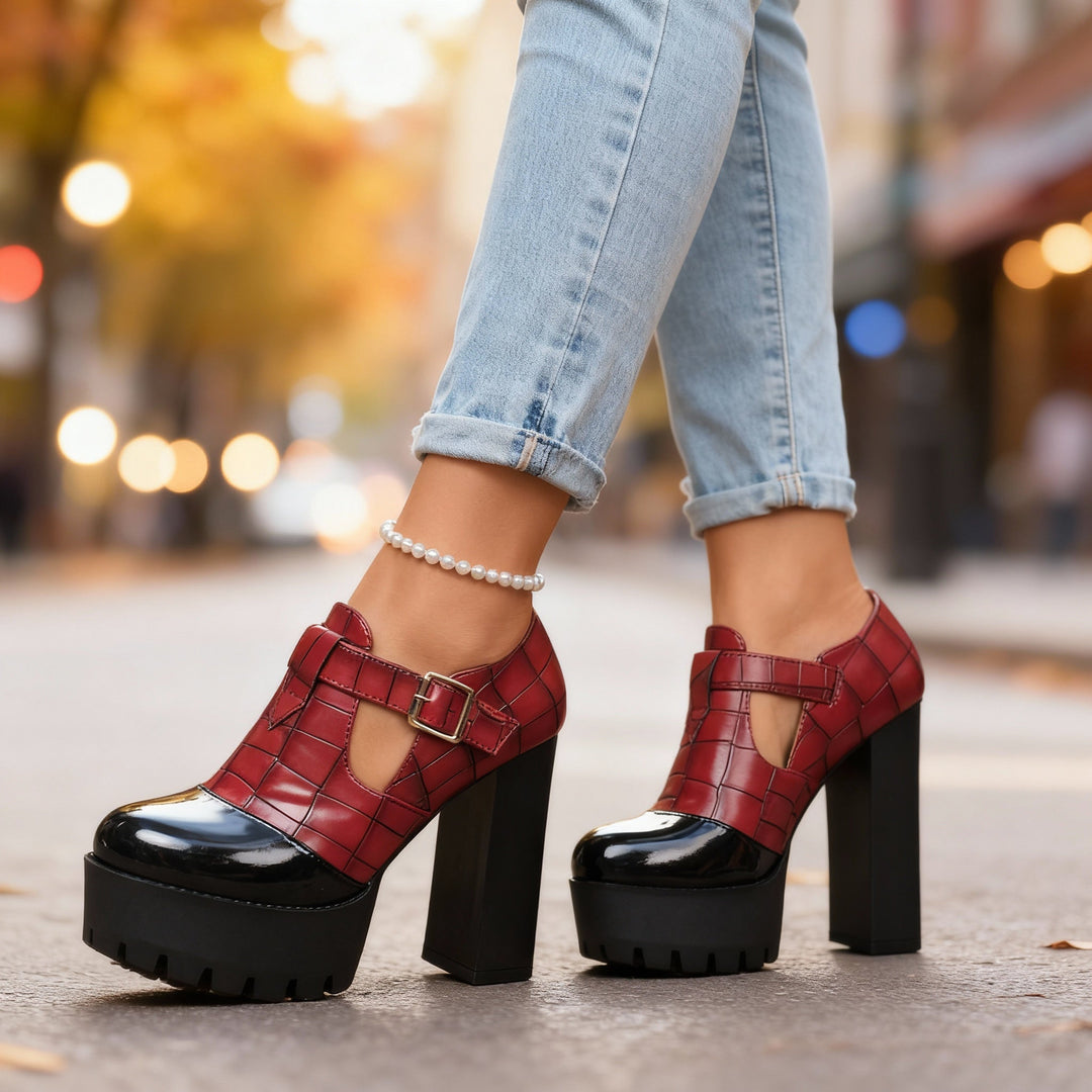 Mila | Plateau Pumps Vintage Blockabsatz Elegant Stilvoll 0