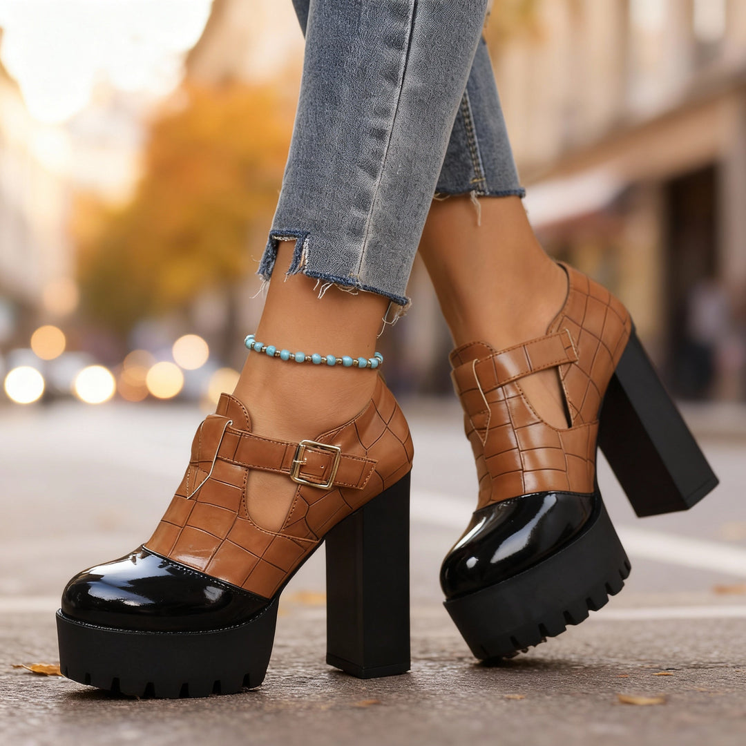 Mila | Plateau Pumps Vintage Blockabsatz Elegant Stilvoll 3