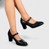 Clara| Stylish Mary Jane block heels for timeless elegance