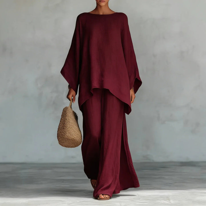 Mira | Elegantes Damen Anzug Set – Asymmetrisches Oberteil & Weite Hose 3