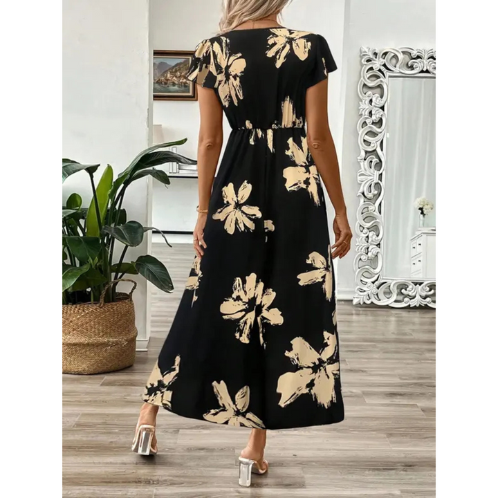 Mira | Elegantes Wickel Maxikleid mit Auffälligem Blatt-Print 1