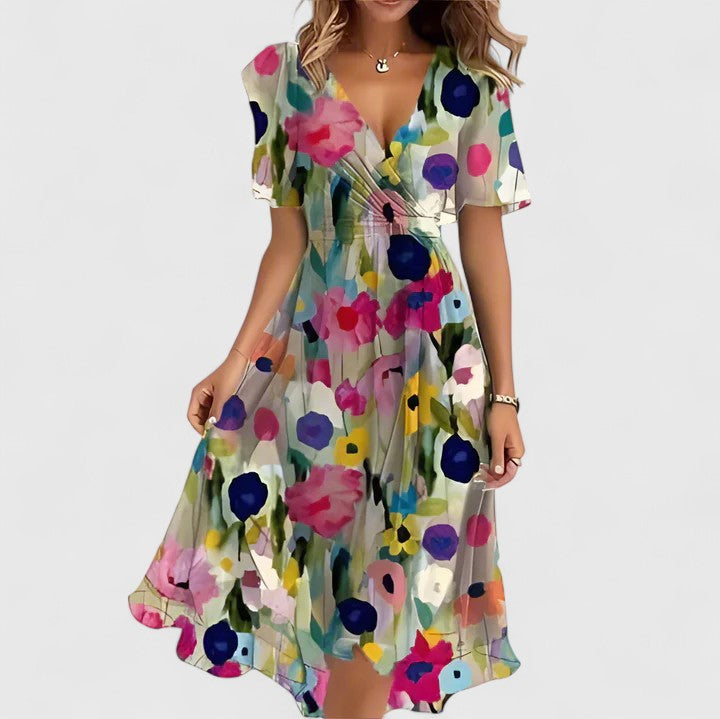 Mira | Elegantes, Fließendes Kurzkleid mit Blumenmuster – Festliche Kleider für Damen 2
