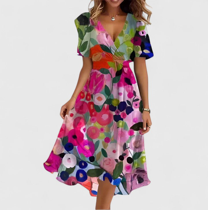 Mira | Elegantes, Fließendes Kurzkleid mit Blumenmuster – Festliche Kleider für Damen 3