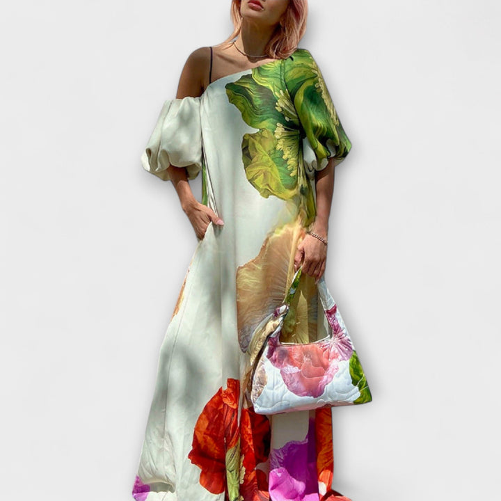 Mira | Elegantes, Off-Shoulder Maxikleid für Damen – Lebhaftes Sommerkleid mit Blumenmuster 0