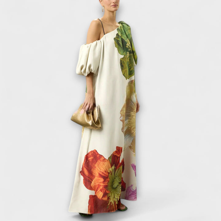 Mira | Elegantes, Off-Shoulder Maxikleid für Damen – Lebhaftes Sommerkleid mit Blumenmuster 2