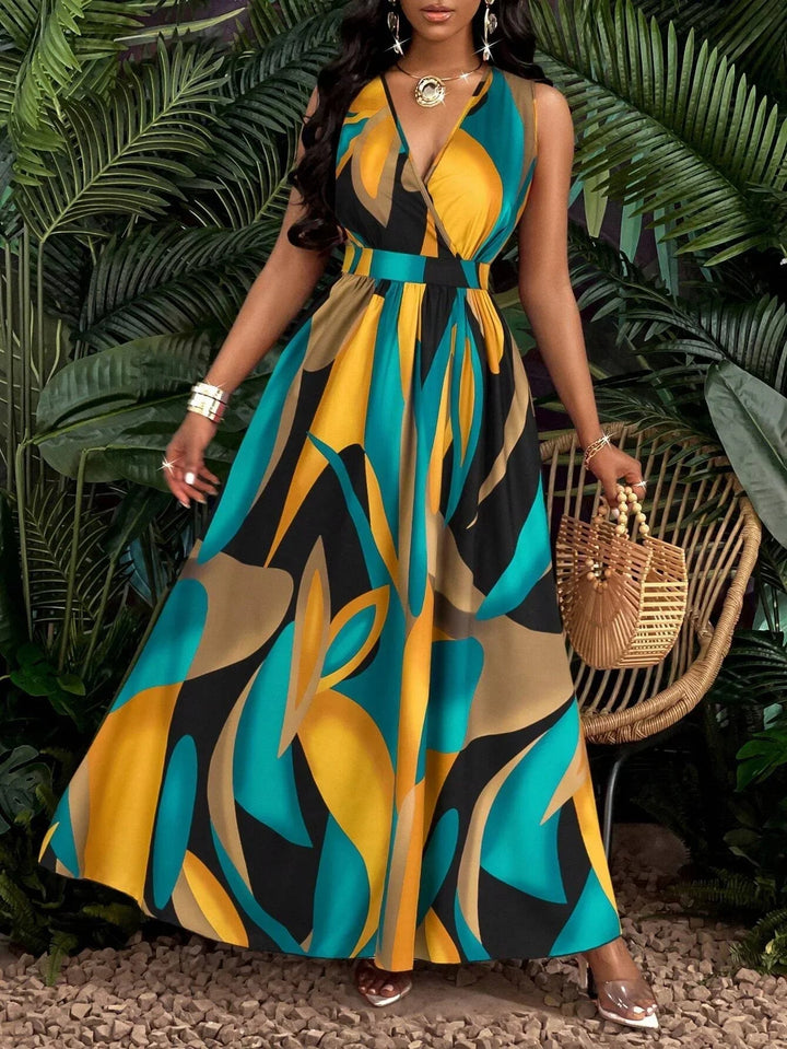Mirella | Elegantes, Abstraktes Maxikleid für Damen – Fließend & Ideal für den Sommer 2