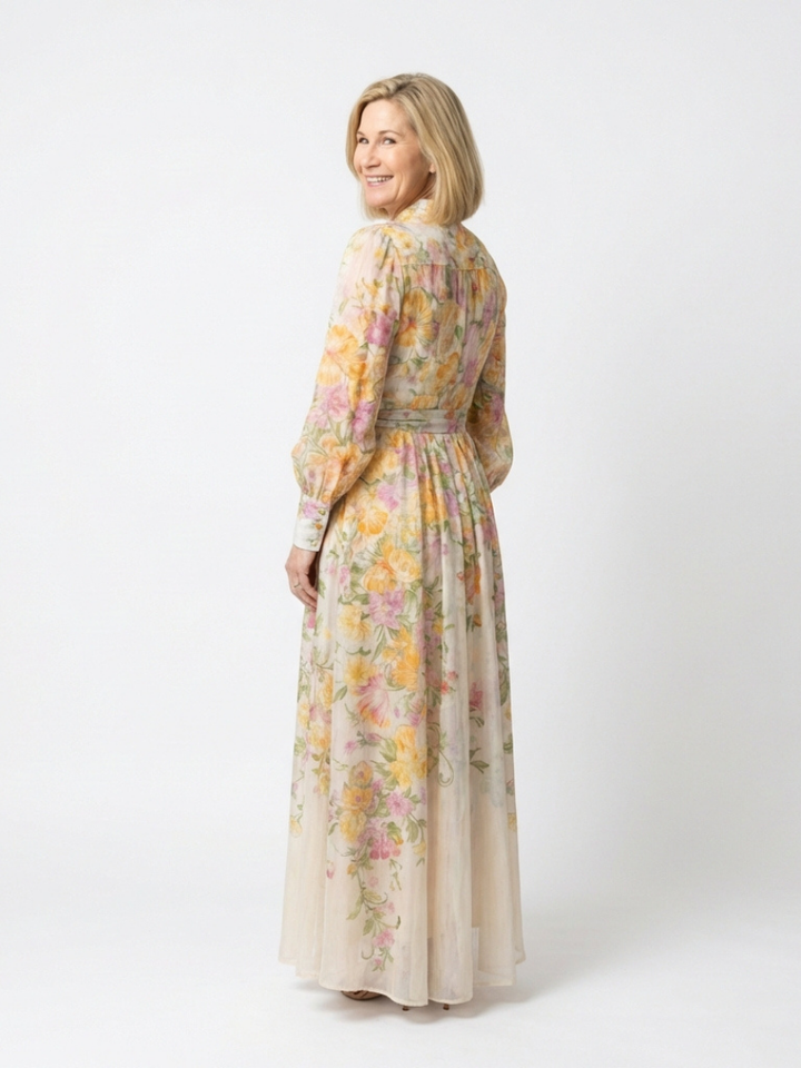Mohn | Elegantes Maxikleid Langarm – Florales Design für Sommer & Festliche Anlässe 1