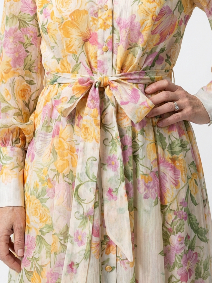 Mohn | Elegantes Maxikleid Langarm – Florales Design für Sommer & Festliche Anlässe 2