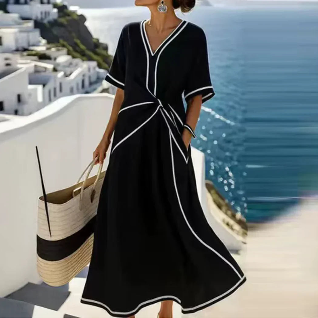 Moria | Elegantes Taillenkleid mit V-Ausschnitt 4