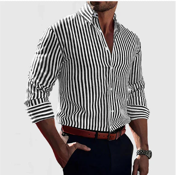 Nathono | Elegantes Gestreiftes Herrenhemd Slim Fit 1