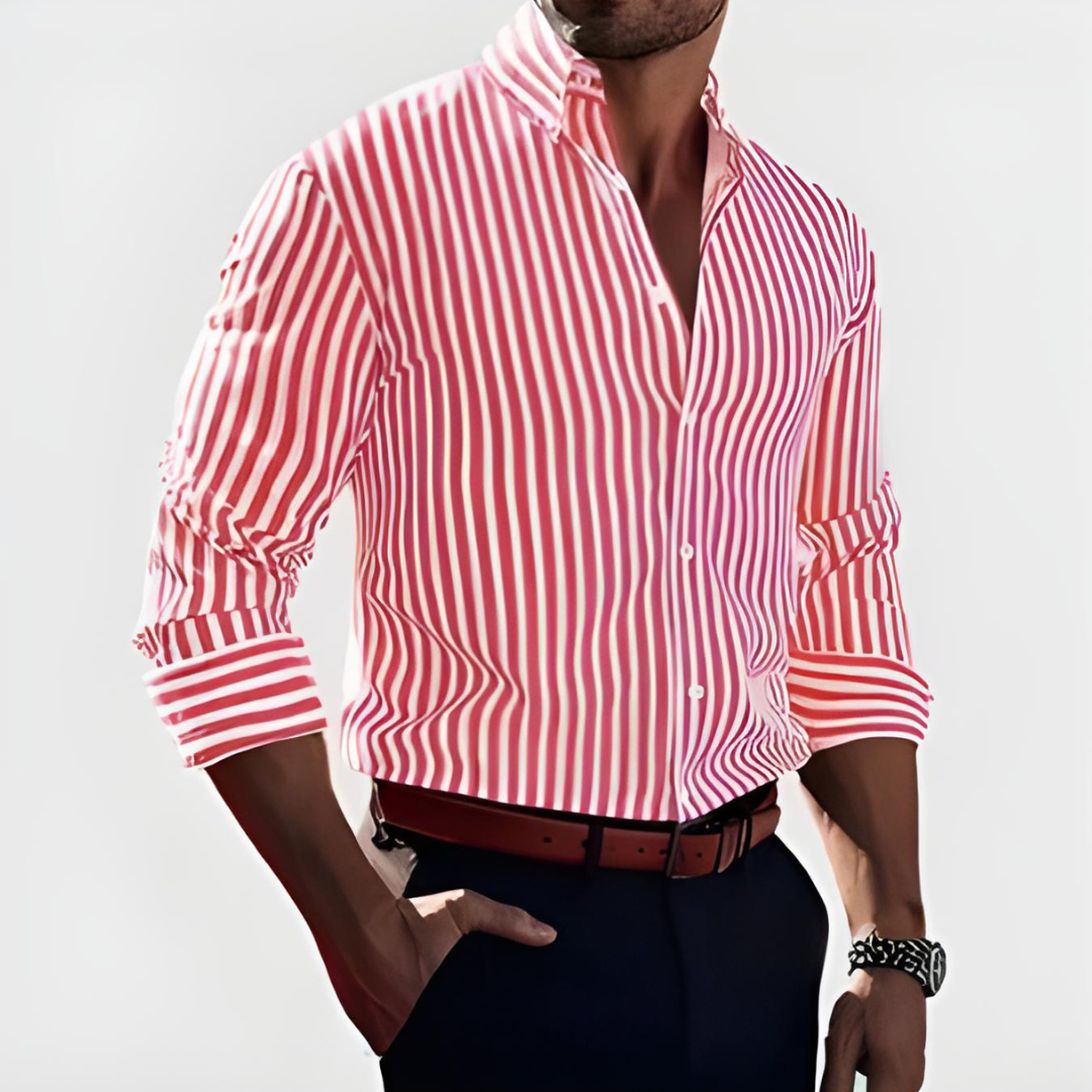 Nathono | Elegantes Gestreiftes Herrenhemd Slim Fit 2