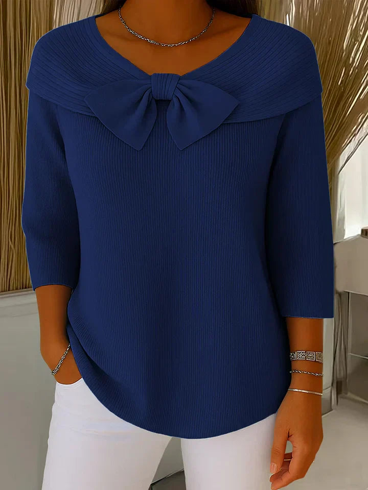 Nela | Eleganter, Weicher Pullover Damen für den Herbst – Taillierte Passform mit Romantischem Schleifendetail 4