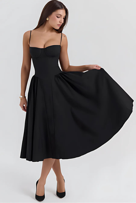 Nivara | Elegantes Korsettkleid mit Fließendem Rock 7
