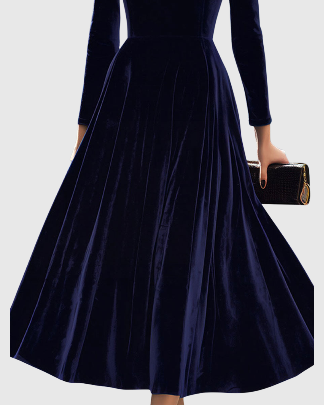 Nivaro | Elegantes Samt Damenkleid Midikleid 2