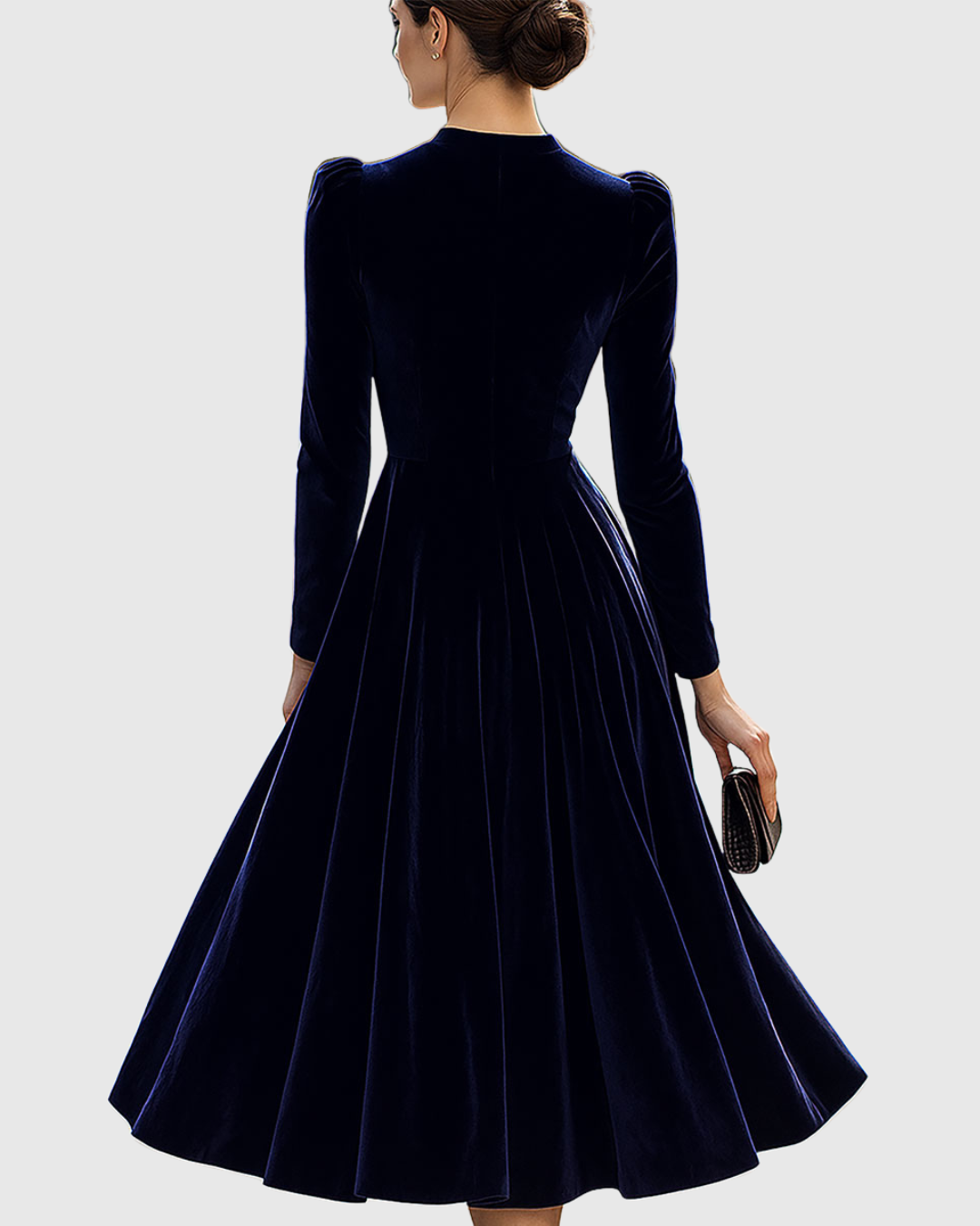 Nivaro | Elegantes Samt Damenkleid Midikleid 3