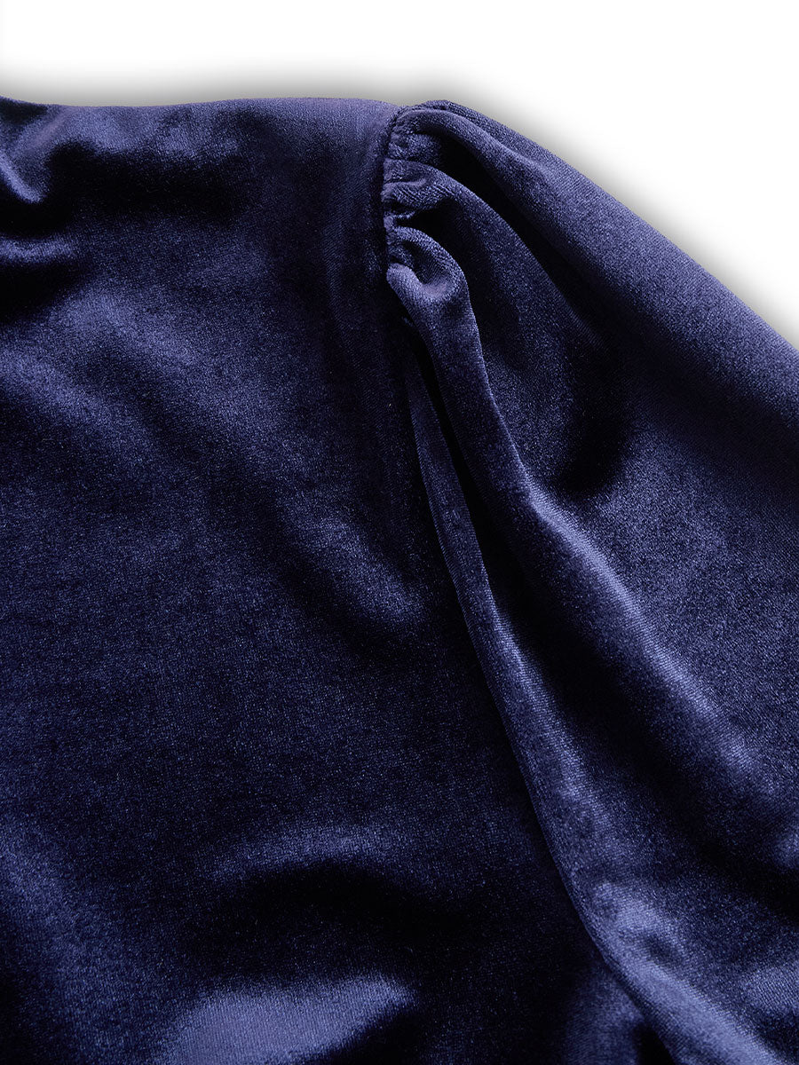 Nivaro | Elegantes Samt Damenkleid Midikleid 6