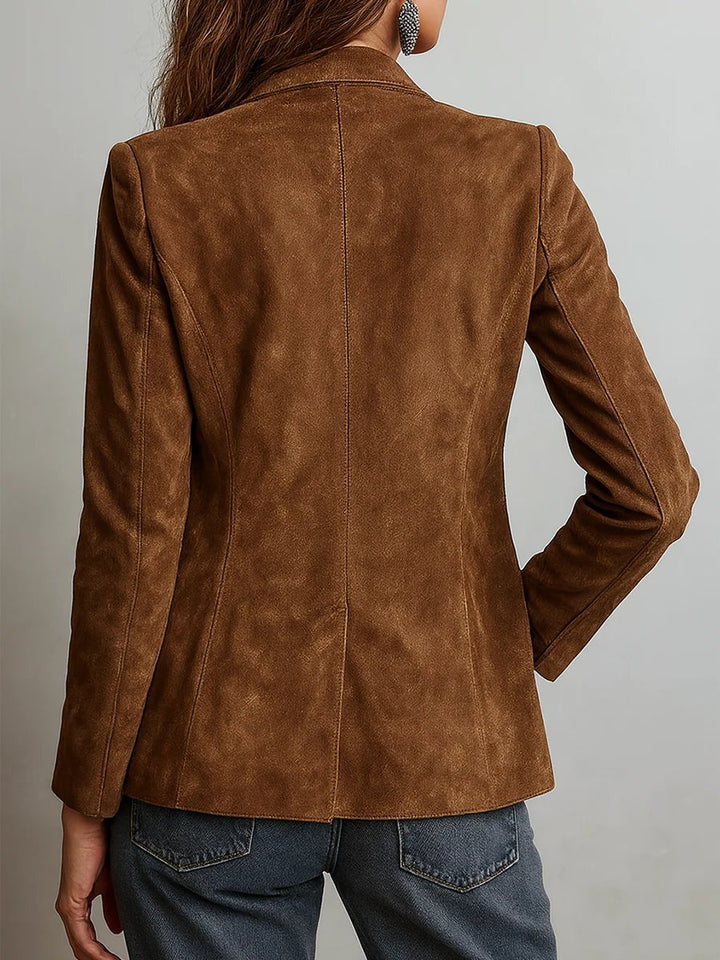 Olivia | Eleganter, einreihiger Blazer aus Wildlederimitat. 2