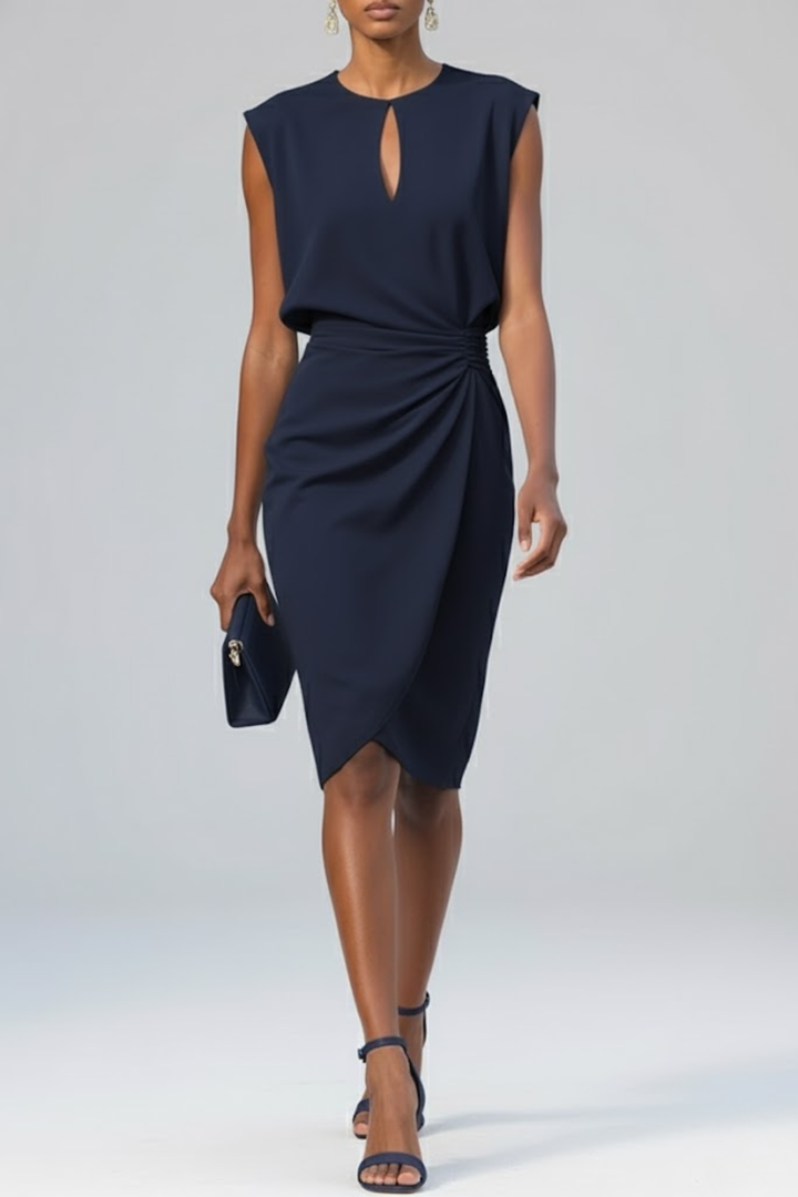 Olivia | Elegantes Midi-Cocktailkleid mit Schlüssellochausschnitt und Rüschen 1