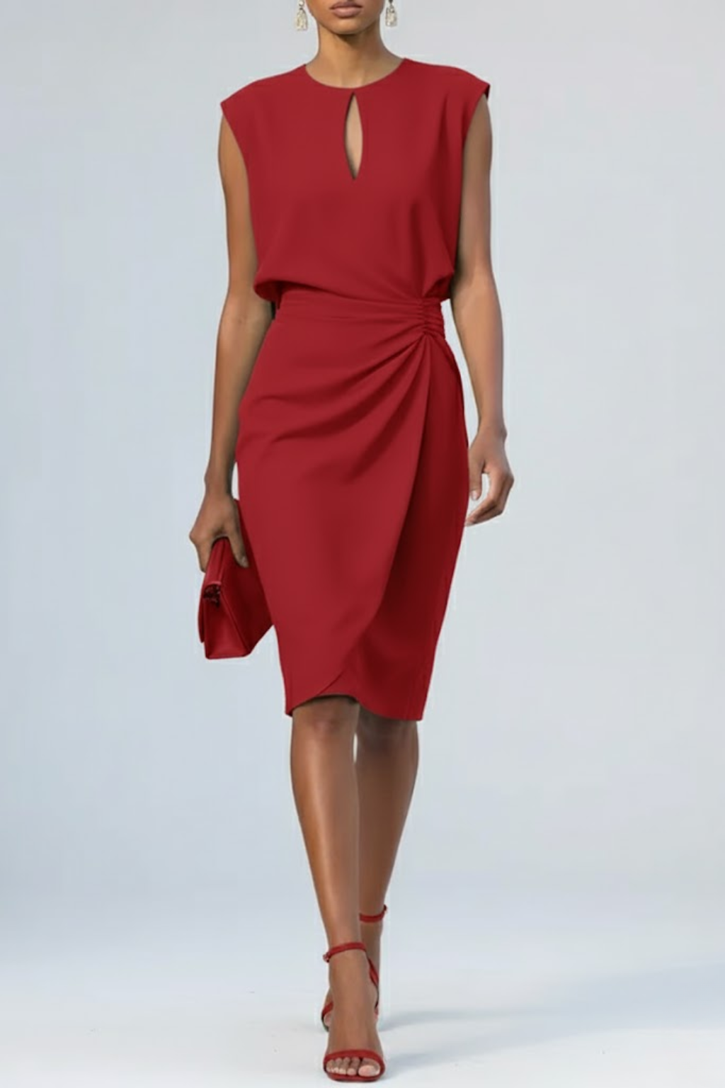 Olivia | Elegantes Midi-Cocktailkleid mit Schlüssellochausschnitt und Rüschen 5