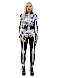Clara | Halloween-Skelettkostüm mit auffälligem Blumenprint