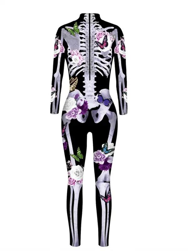 Clara | Halloween-Skelettkostüm mit auffälligem Blumenprint