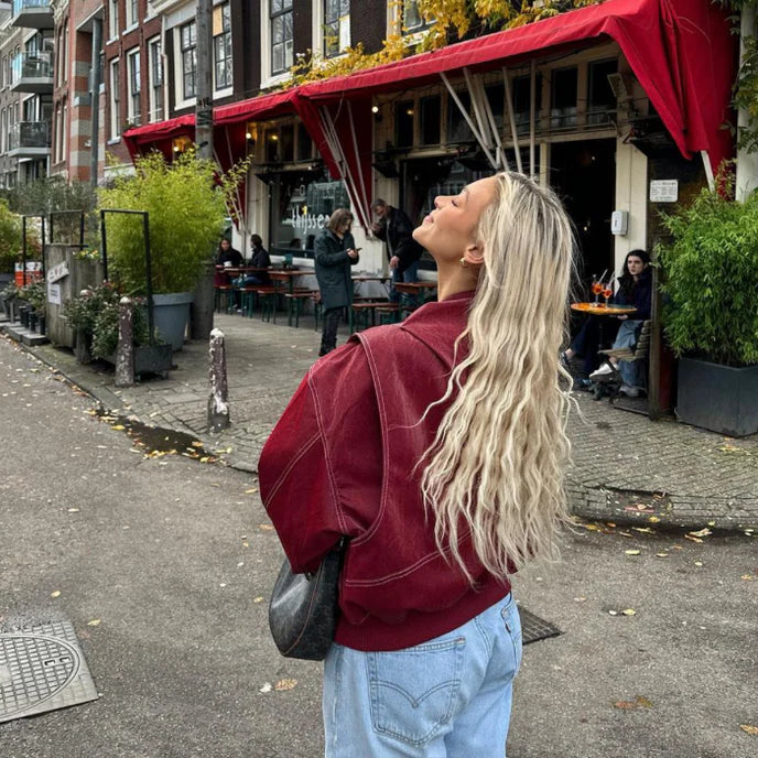 Ravena | Trendige, Lässige &amp; Hochwertige Rote Oversize-Jacke 8