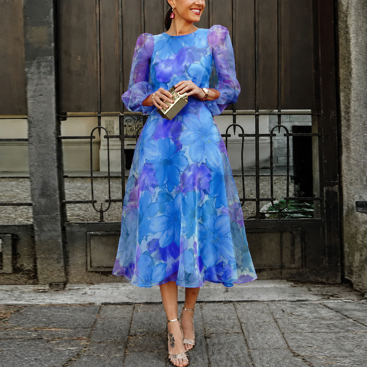Rosa | Chiffon Midikleid Floral Elegant Hochzeitsgast Stil 1