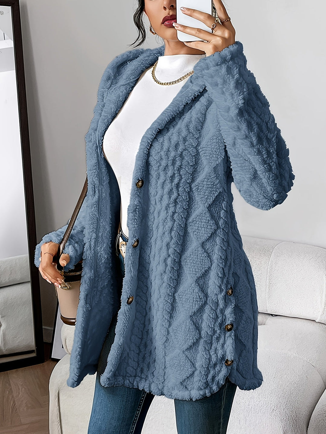 Rosalie | Kuschelige Damen Strickjacke mit Kapuze 2