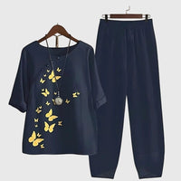 Luisa | Elegant two-piece set with artistic print