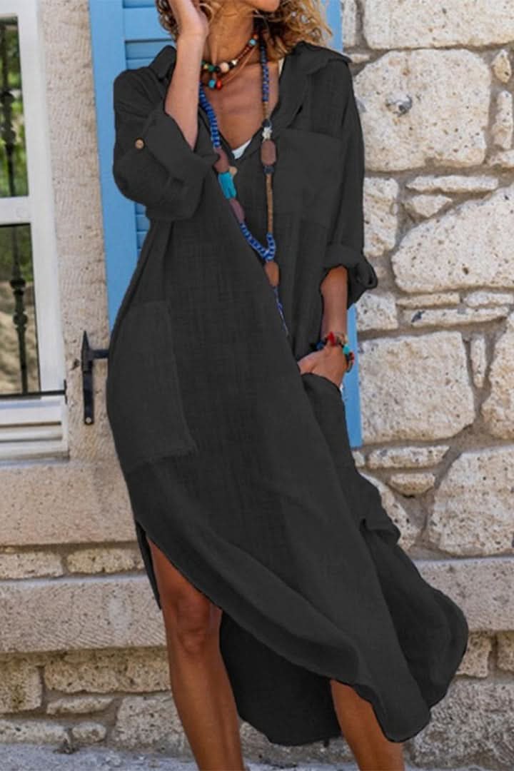 Sarah | Lässiges und elegantes Leinen Hemdkleid 0