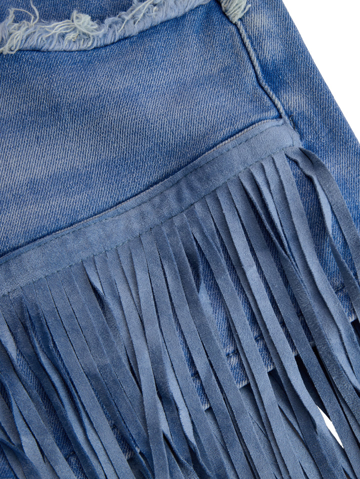 Sarina | Trendiger Schwarzer Minirock für Damen – Hohe Taille & Fransen 4
