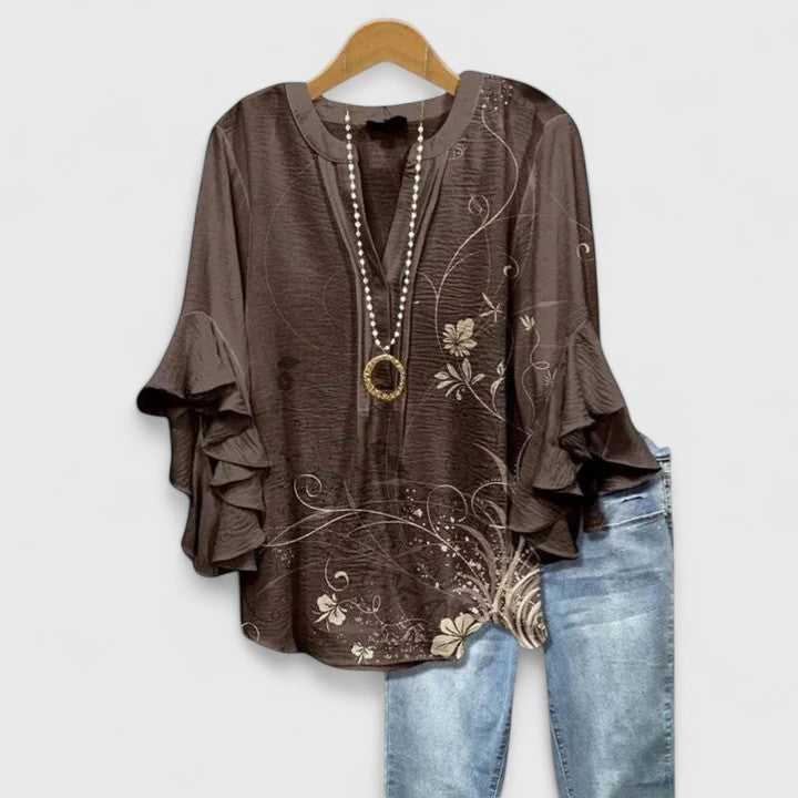 Saryphiah | Elegante, Atmungsaktive Damenbluse mit Blumendruck 3