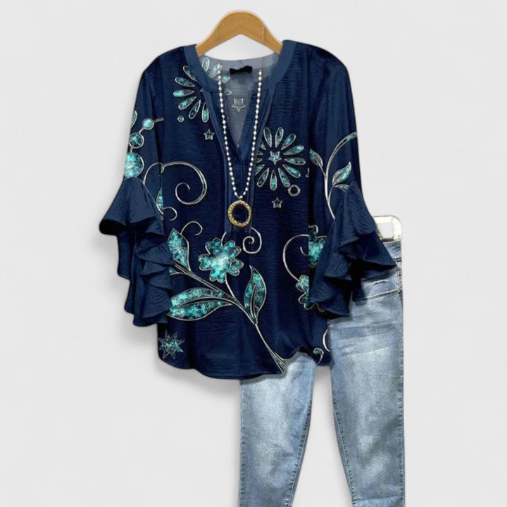 Saryphiah | Elegante, Atmungsaktive Damenbluse mit Blumendruck 8