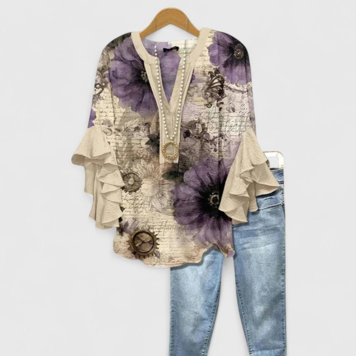Saryphiah | Elegante, Atmungsaktive Damenbluse mit Blumendruck 9