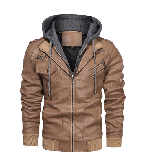 Lorenzo| Elegant Leather Jacket with Hood