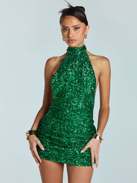 Selene | Sparkling and High-Neck Women's Sequin Dress for Special Occasions