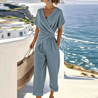 Valentina | Stylish Two-Piece Summer Set with Wrap Blouse and Pants