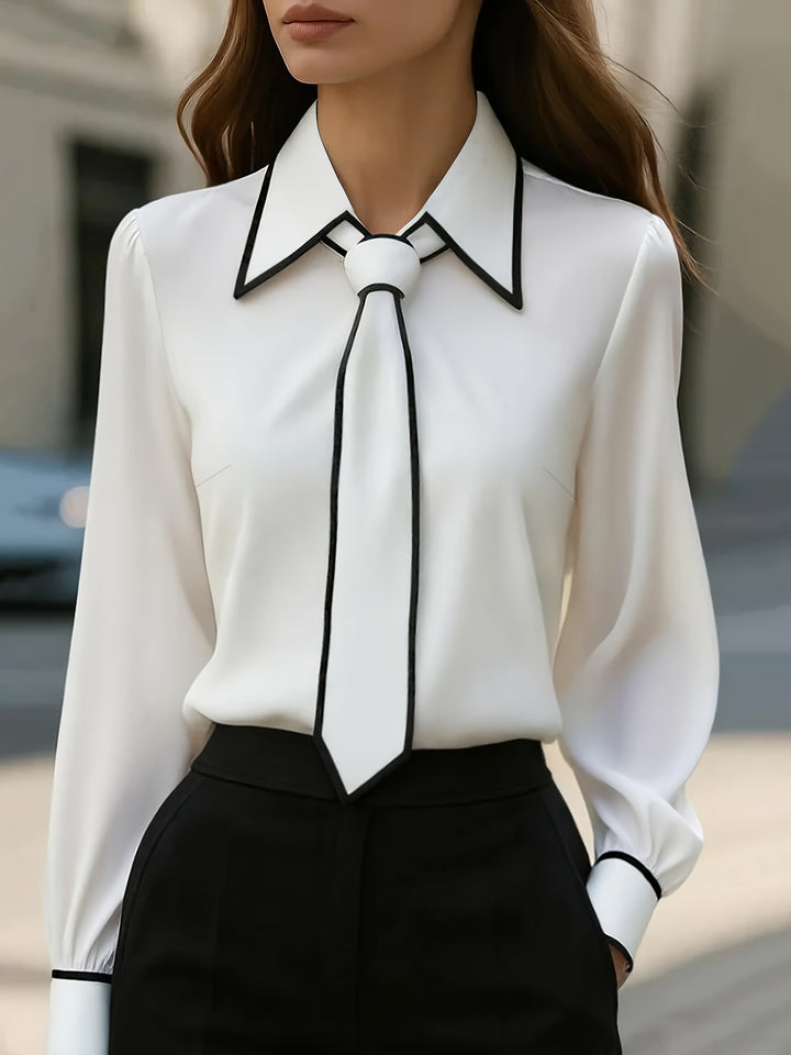 Sienna | Elegante, Weiße Bluse Damen mit Bindekragen für Festliche Anlässe 0