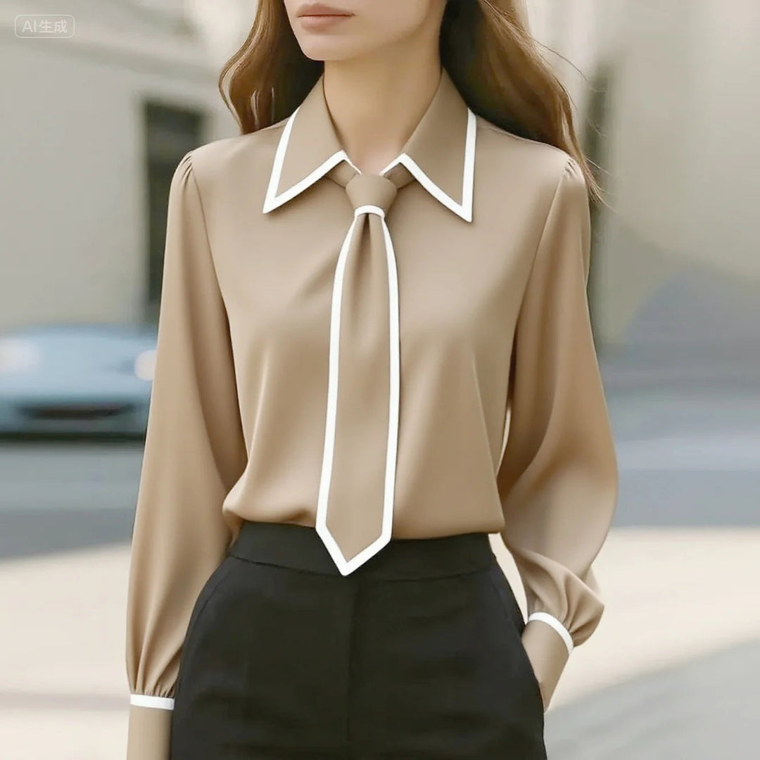 Sienna | Elegante, Weiße Bluse Damen mit Bindekragen für Festliche Anlässe 1