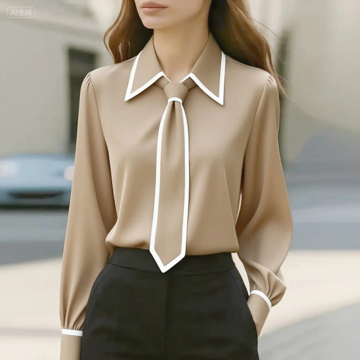 Sienna | Elegante, Weiße Bluse Damen mit Bindekragen für Festliche Anlässe 1
