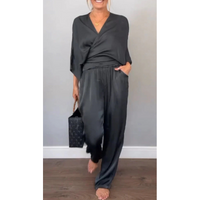 Olivia| Elegant satin two-piece set with wrap look