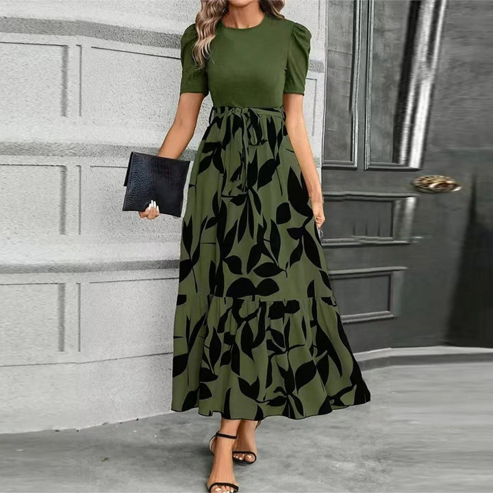 Sienna | Elegantes Maxikleid Sommer mit Botanischem Print & Taillenschnürung 3