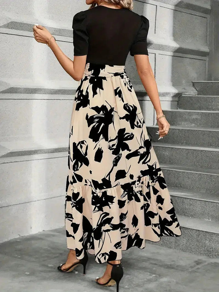 Sienna | Elegantes Maxikleid Sommer mit Botanischem Print & Taillenschnürung 4