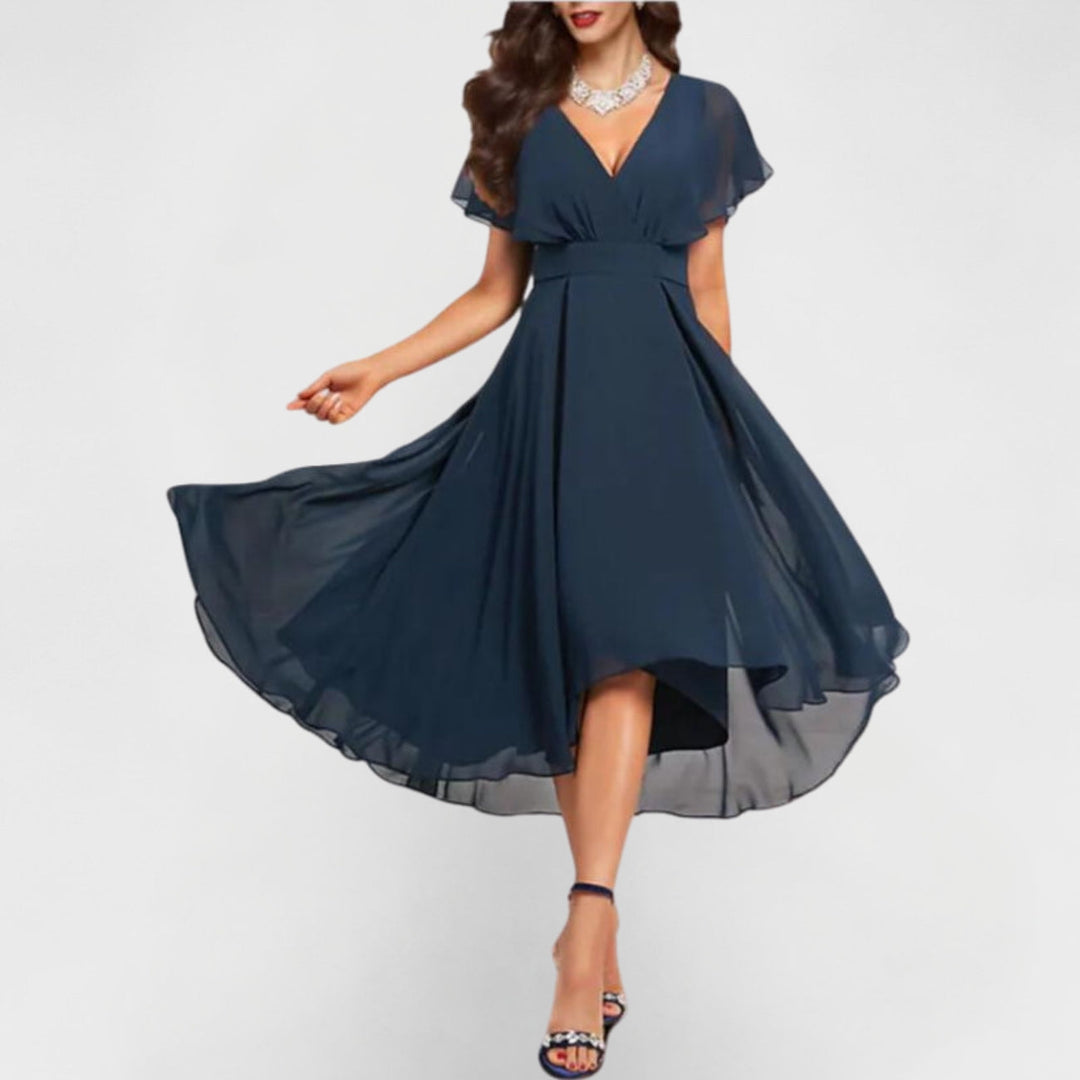 Sienna | Elegantes Midikleid Festlich mit V-Ausschnitt für Hochzeitsgast und Sommerkleider Midi 1