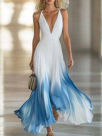 Emma | Elegant maxi dress with V-neck and color gradient