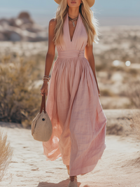 Jana | Elegant sleeveless halter maxi dress for summer