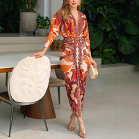 Cleo | Elegant geometric bodycon midi dress with V-neckline