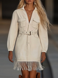 Birgit | Elegant mini dress with dynamic fringes