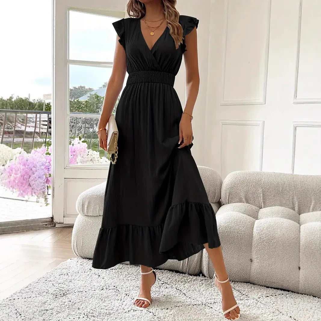Sofia |  Elegantes Sommer Maxikleid mit V-Ausschnitt 1