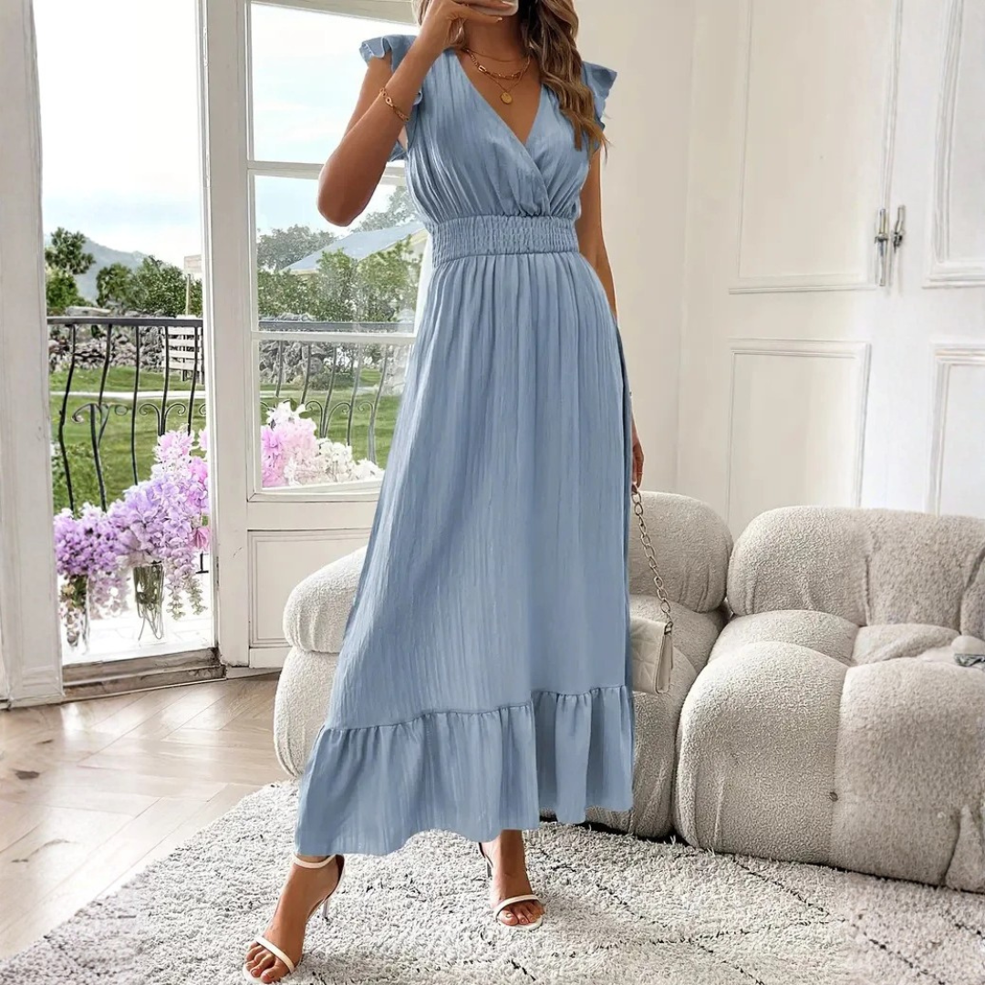 Sofia |  Elegantes Sommer Maxikleid mit V-Ausschnitt 12